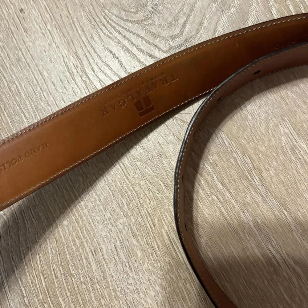 Trafalgar Cortina Brown Leather Dress Belt - Men's‎ Size 36/90 H08